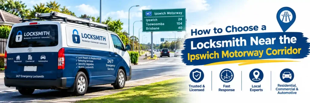 Locksmith service van parked near the Ipswich Motorway corridor in Brisbane